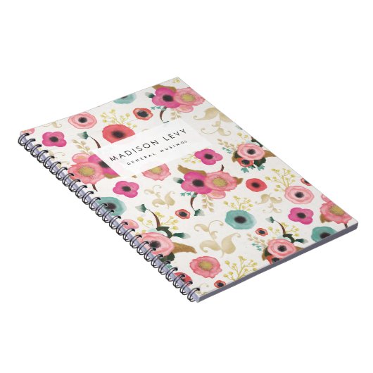 Waterverf Floral - Aangepast journaal Notitieboek (Rechterzijde)