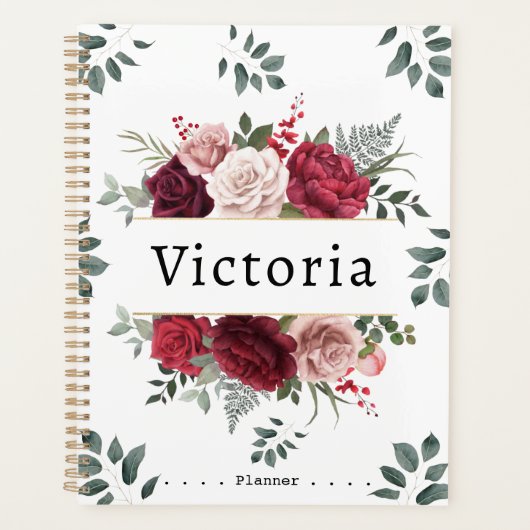Waterverf - Floral aangepaste naamplaatje Planner (Voorkant)