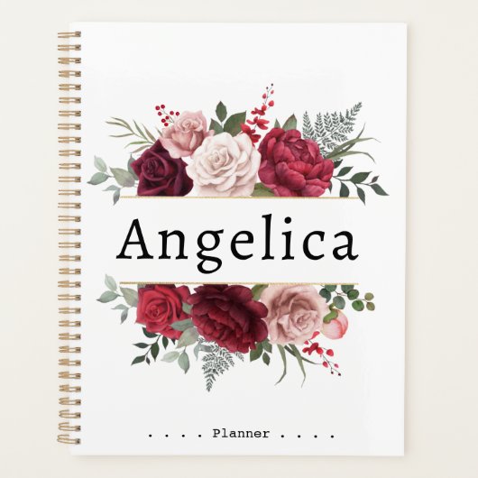 Waterverf - Floral aangepaste naamplaatje Planner (Voorkant)