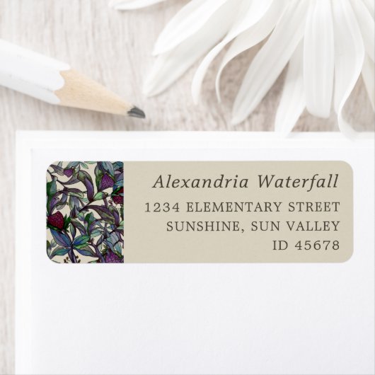 Waterverf floral aangepaste retour adres label (Insitu)