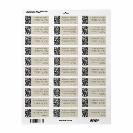 Waterverf floral aangepaste retour adres label (Full Sheet)