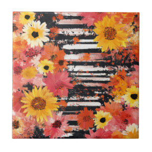 Waterverf Floral Abstract Patroon (10) Tegeltje