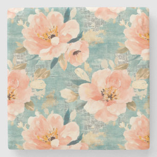  Waterverf Floral Abstract Patroon (1) Stenen Onderzetter