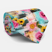 Waterverf Floral Abstract Patroon (2) Stropdas (Opgerold)