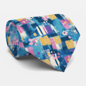 Waterverf Floral Abstract Patroon (6) Stropdas (Opgerold)