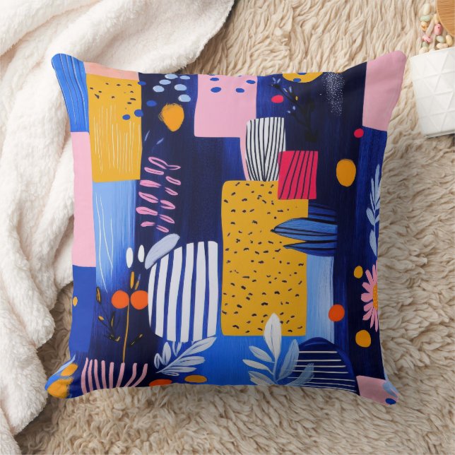  Waterverf Floral Abstract Patroon (8) Kussen (Deken)