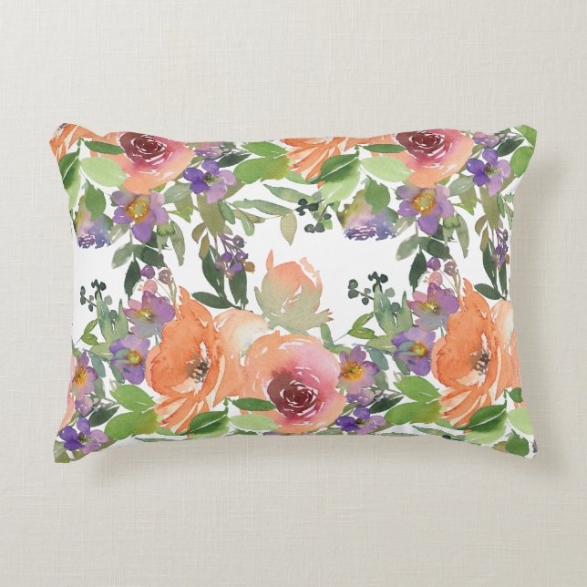 Waterverf Floral Accent Pillow Accent Kussen (Voorkant)