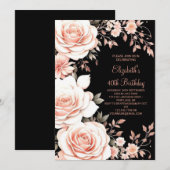 Waterverf Floral Adult 40e geboortedag Kaart (Voorkant / Achterkant)