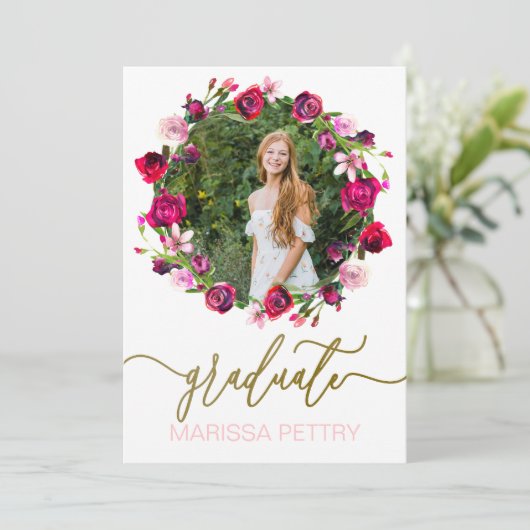 Waterverf Floral Afstudeerder Aankondiging afstude (Staand voorkant)