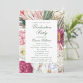 Waterverf Floral Afstudeerder Afstuderen Kaart (Staand voorkant)