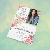 Waterverf Floral Afstudeerder Foto Graduation Part Kaart