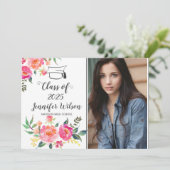 Waterverf Floral Afstudeerder Foto Graduation Part Kaart (Staand voorkant)
