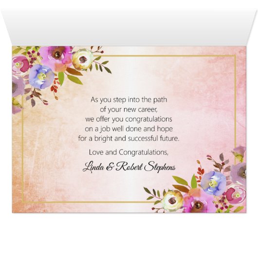 Waterverf Floral Afstuderen (Binenzijde Horizontaal (Onderkant))