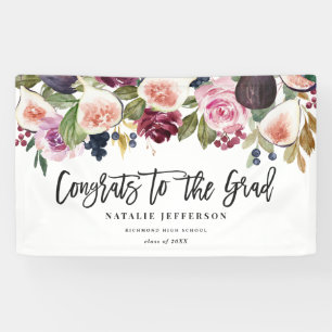 Waterverf floral afstuderen felicitaties banner