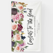 Waterverf floral afstuderen felicitaties banner (Verticaal)