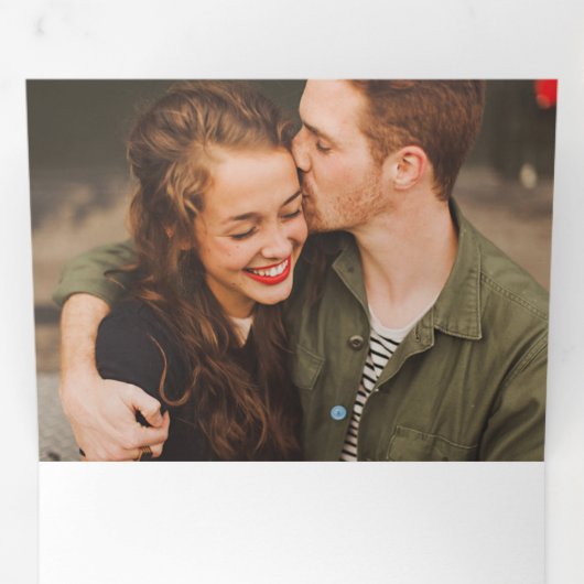  Waterverf Floral All-in-One Photo Wedding Drieluik Uitnodiging (Binnenzijde eerst)