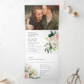  Waterverf Floral All-in-One Photo Wedding Drieluik Uitnodiging (Binnen)