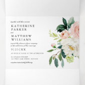  Waterverf Floral All-in-One Photo Wedding Drieluik Uitnodiging (Binnenkant midden)