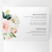 Waterverf Floral All-in-One Wedding Drieluik Uitnodiging (Binnenzijde eerst)