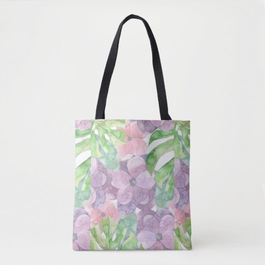 Waterverf Floral All-Over-Print Canvas tas (Voorkant)
