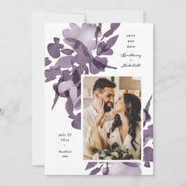 Waterverf Floral Amethyst Foto Save the Date Kaart