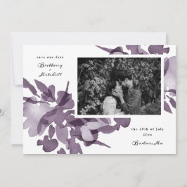 Waterverf Floral Amethyst Foto Save the Date Lan Kaart