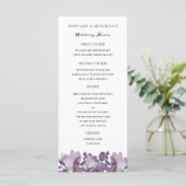 Waterverf Floral Amethyst Wedding Menu (Staand voorkant)