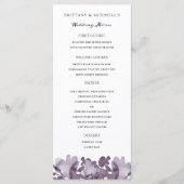 Waterverf Floral Amethyst Wedding Menu (Voorkant)