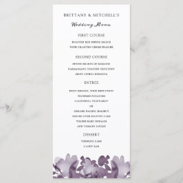 Waterverf Floral Amethyst Wedding Menu