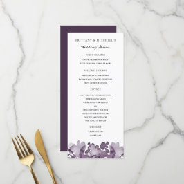Waterverf Floral Amethyst Wedding Menu