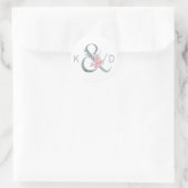 Waterverf Floral Ampersand en Monogram bruiloft Ronde Sticker (Tas)
