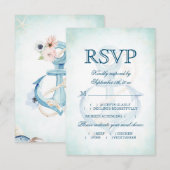 Waterverf Floral Anchor Beach Wedding Meal Choice RSVP Kaartje (Voorkant / Achterkant)