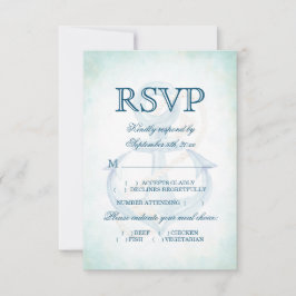 Waterverf Floral Anchor Beach Wedding Meal Choice RSVP Kaartje