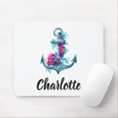 Waterverf Floral Anchor Illustratie Muismat (Met muis)