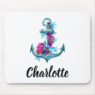 Waterverf Floral Anchor Illustratie Muismat