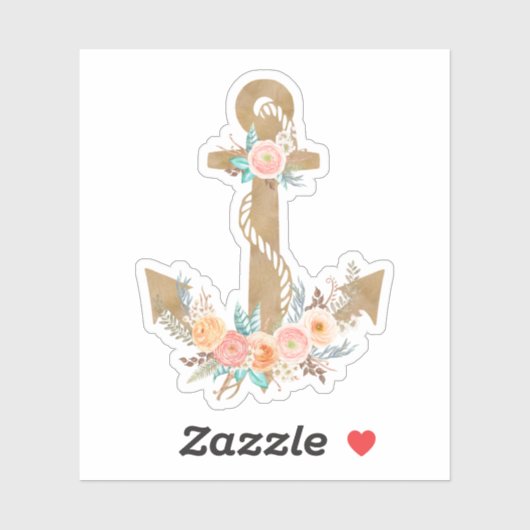 Waterverf Floral Anchor Nautical Sticker (Vel)