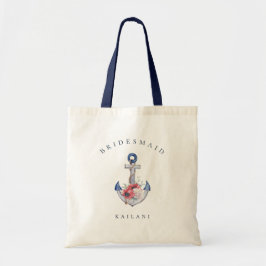 Waterverf Floral Anchor Nautical Tote Bag