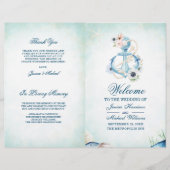 Waterverf Floral Anchor Starfish Beach Wedding (Voorkant)