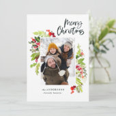 Waterverf floral and foliage kerstmis feestdagenkaart (Staand voorkant)