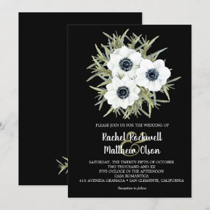 Waterverf Floral Anemone Wedding Invitations