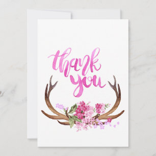 Waterverf Floral Antlers Hartelijk dank Kaart