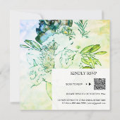 *~* Waterverf Floral AR15 QR RSVP Ombre WEDDING Kaart (Achterkant)