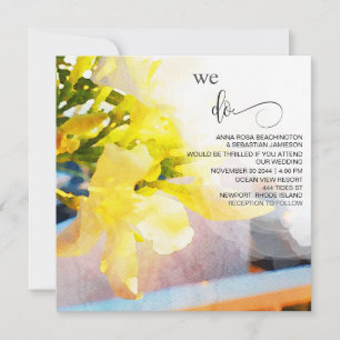 *~* Waterverf Floral AR15 QR RSVP Yellow WEDDING Kaart
