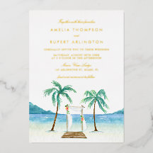 Waterverf Floral Arbor Tropical Beach Wedding