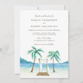 Waterverf Floral Arbor Tropical Beach Wedding Kaart (Voorkant)