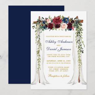 Waterverf Floral Arch Blue Gold Kaart