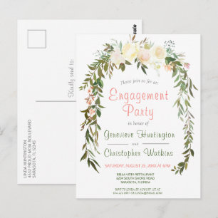 Waterverf Floral Arch Engagement Party Briefkaart