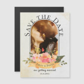 Waterverf Floral Arch Photo Wedding Save the Date (Voorkant / Achterkant)