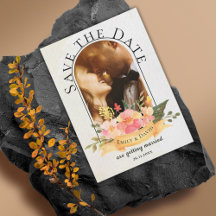 Waterverf Floral Arch Photo Wedding Save the Date