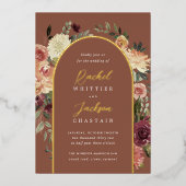 Waterverf Floral Arch Wedding door Rustic Bloom Folie Uitnodiging (Voorkant)